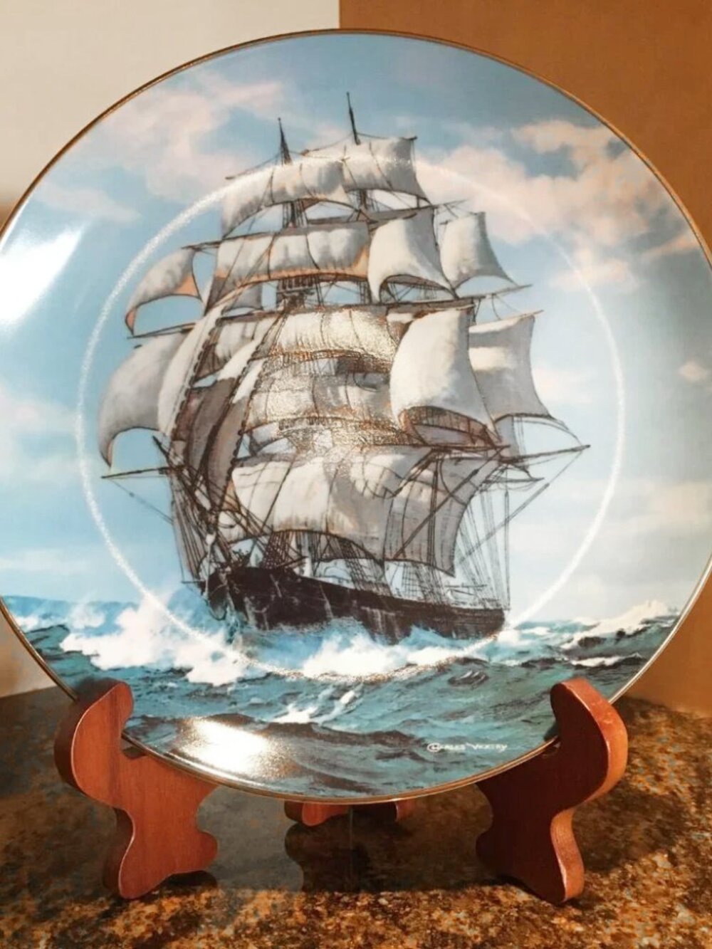 Vintage W.S. George Clipper Ship Plate 'The Twilight Under Full Sail
